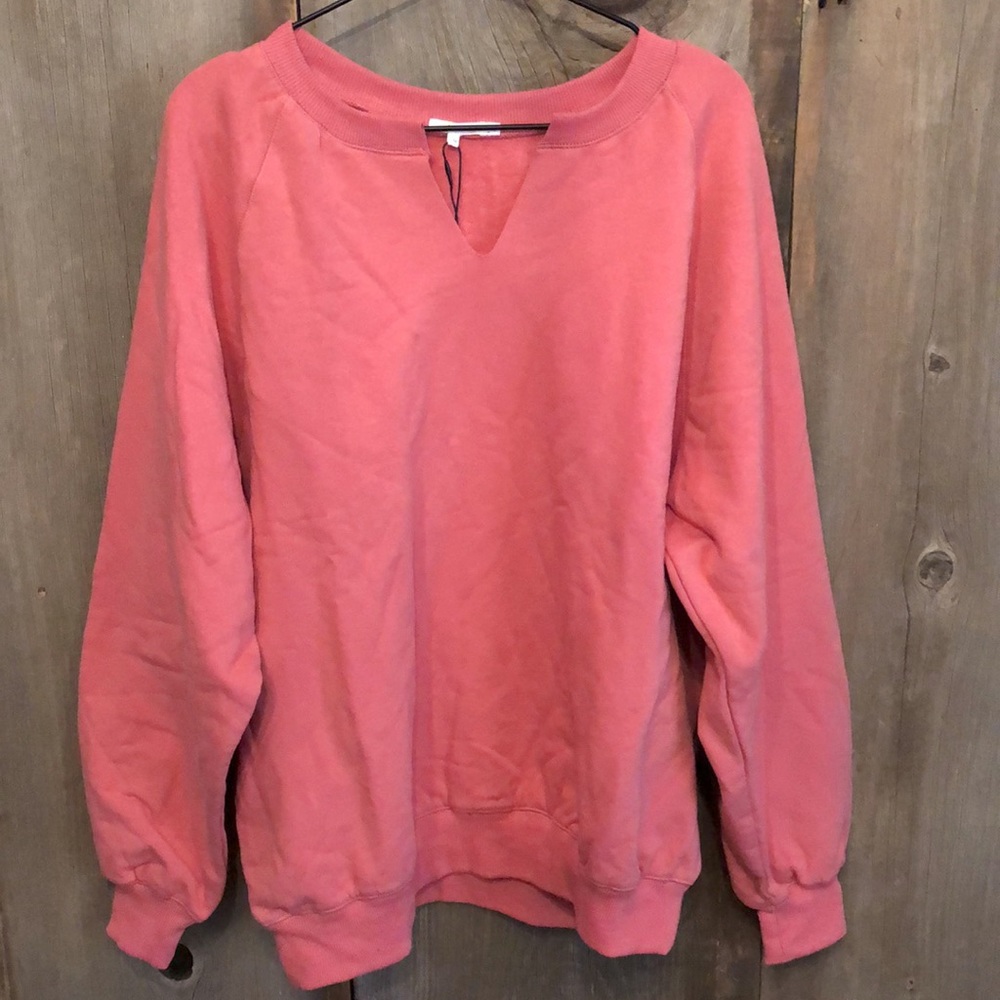 NIA Oversized Notched Sweatshirt Size Medium in Pink